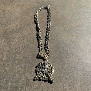 Vintage Coat of Arms Goldtone Necklace 1960-80  18.5" Brutalist Art Knight